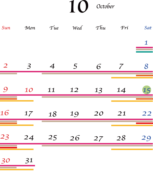 10月カレンダー